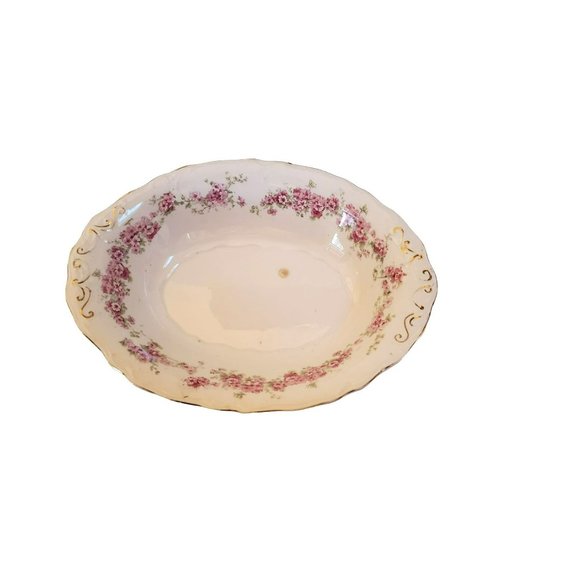 Vintage Pink Floral Ridgeway Royal Semi Porcelain Platter Bowl Dish Numbered Set - Picture 4 of 8